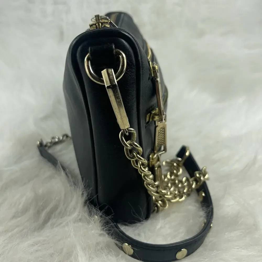 Rebecca Minkoff Zipper Leather Black Crossbody Bag
